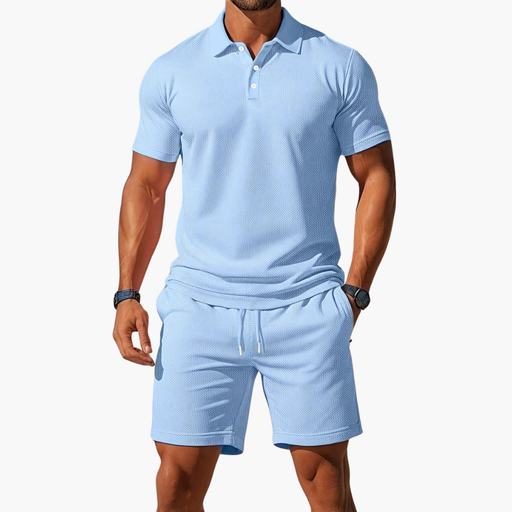 Men's Polo and Shorts Set, Short Sleeve Classic Casual Summer Co-ord Outfit
