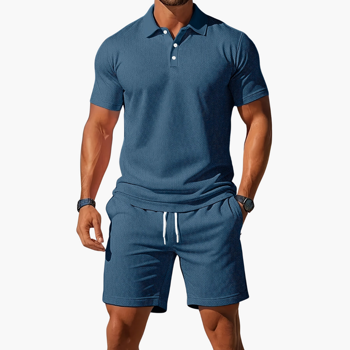 Men's Polo and Shorts Set, Short Sleeve Classic Casual Summer Co-ord Outfit