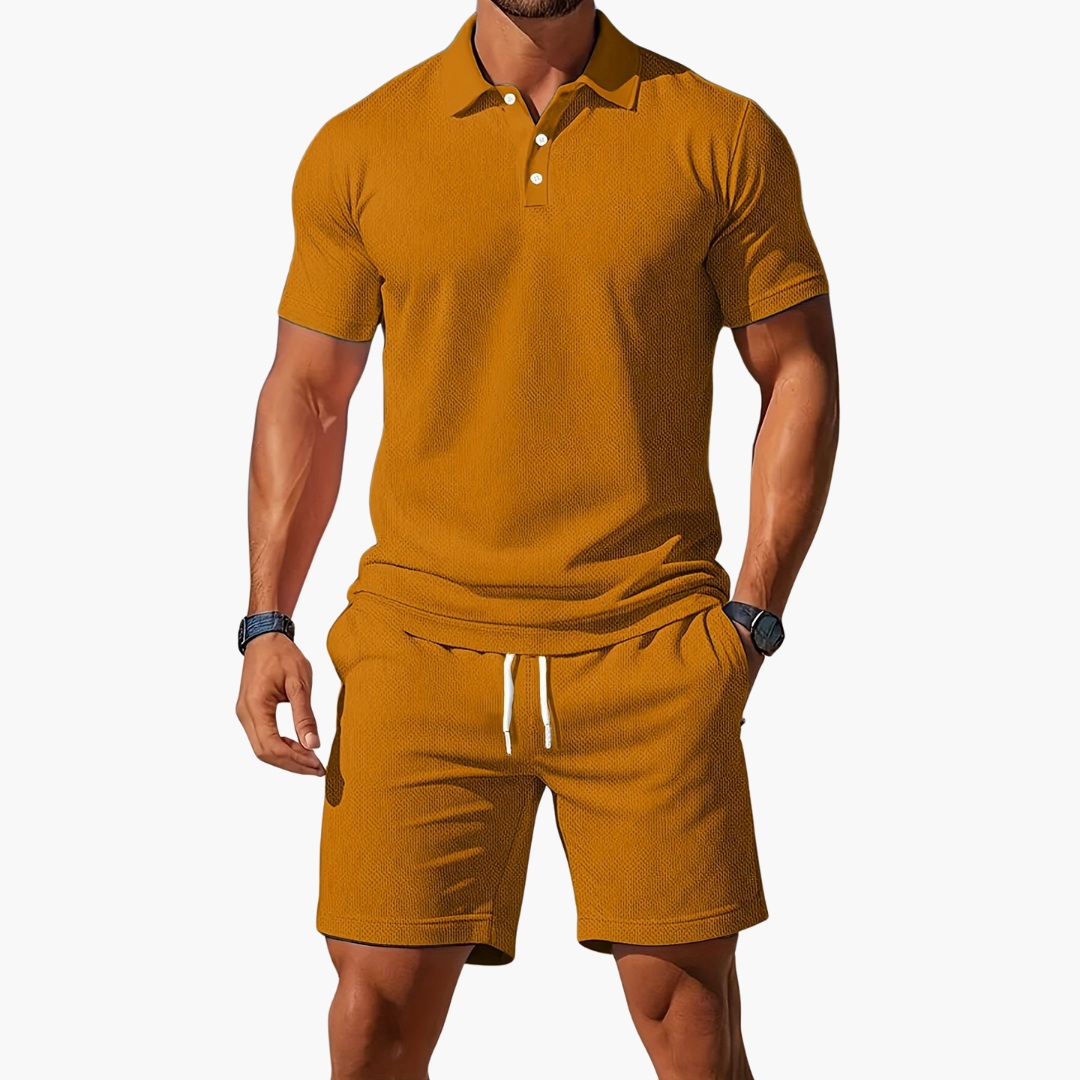 Men's Polo and Shorts Set, Short Sleeve Classic Casual Summer Co-ord Outfit