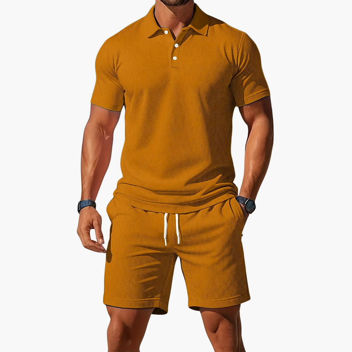 Men's Polo and Shorts Set, Short Sleeve Classic Casual Summer Co-ord Outfit