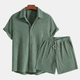Men's Shirt and Shorts Set, Short Sleeve Button-Down Casual Summer Co-ord Outfit
