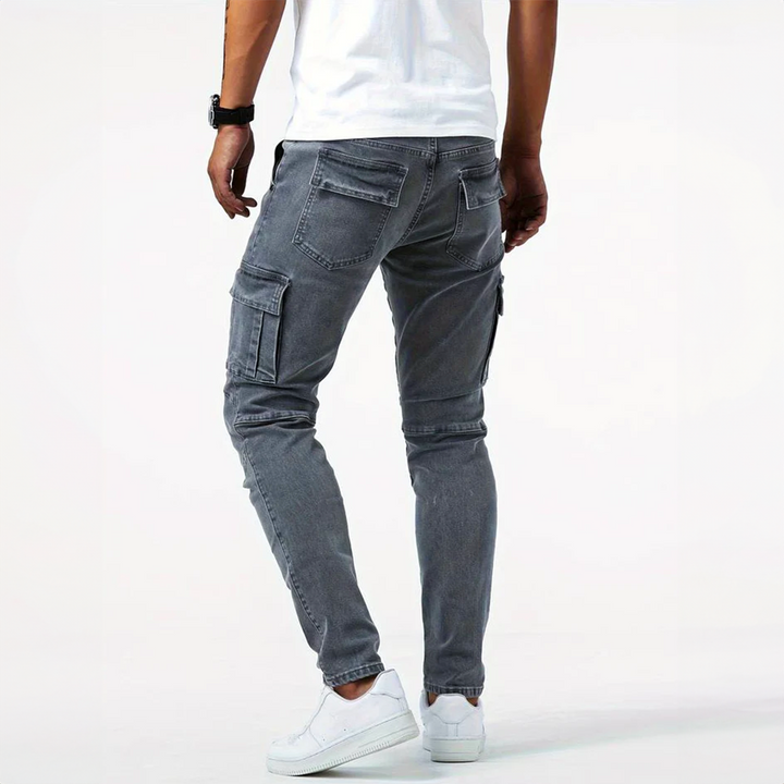 Men's Slim Fit Cargo Trousers, Utility Pocket Tapered Casual Cargo Pants
