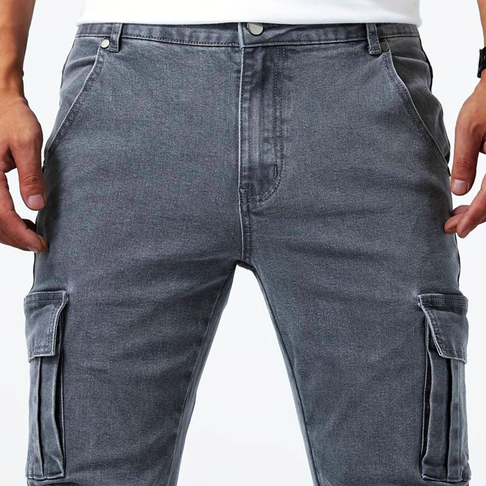Men's Slim Fit Cargo Trousers, Utility Pocket Tapered Casual Cargo Pants
