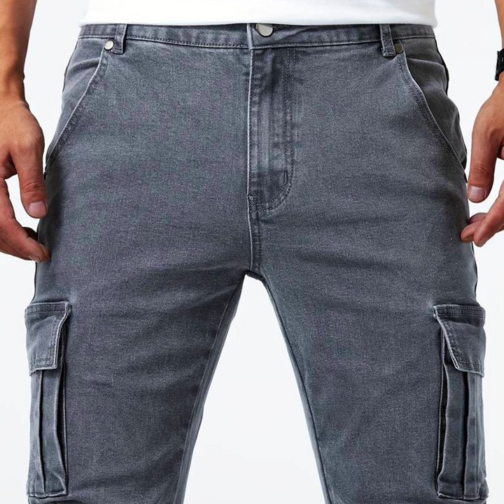 Men's Slim Fit Cargo Trousers, Utility Pocket Tapered Casual Cargo Pants