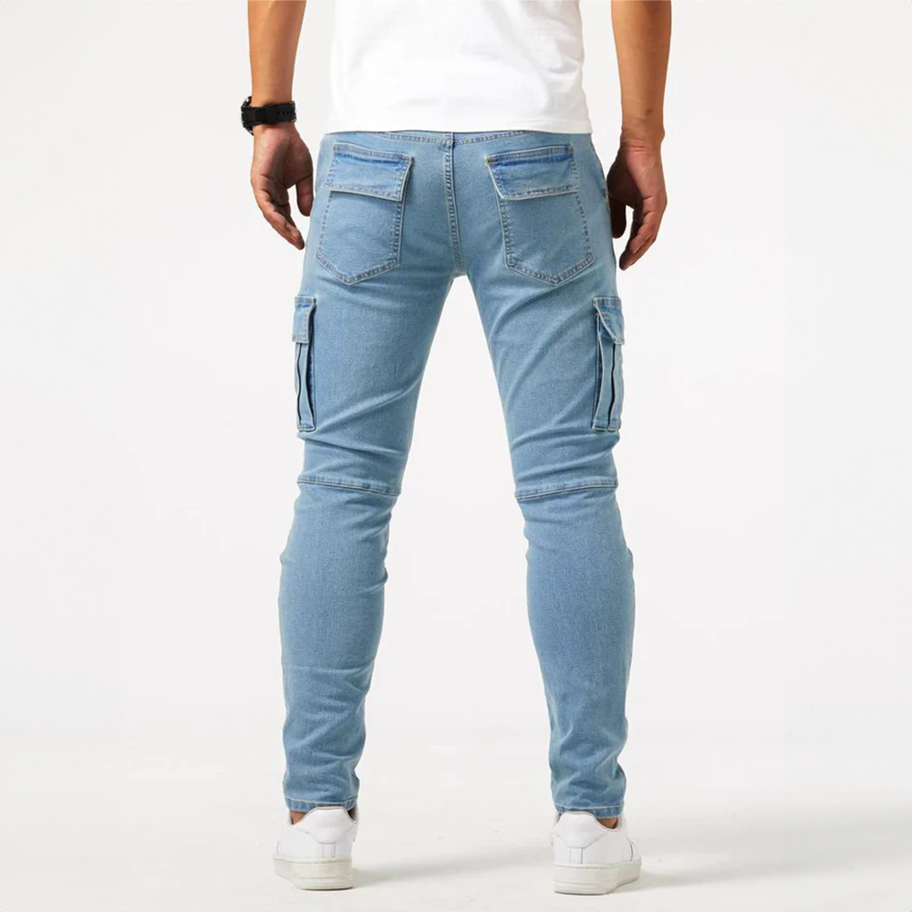 Men's Slim Fit Cargo Trousers, Utility Pocket Tapered Casual Cargo Pants
