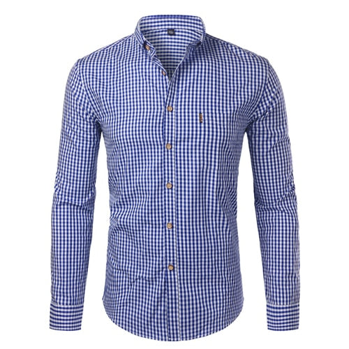 Men's slim fit checked button-down shirt with long sleeves