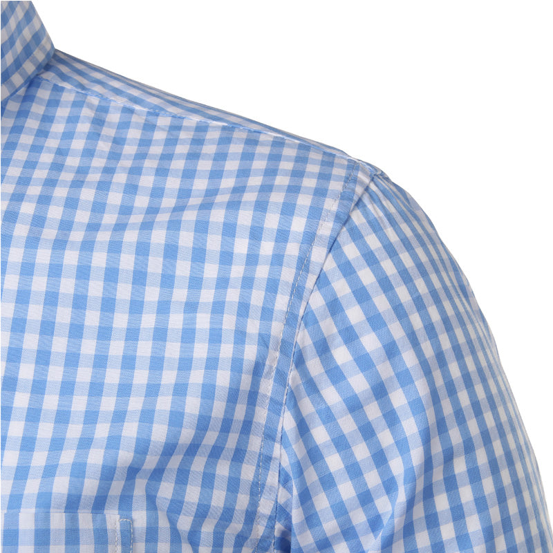 Men's slim fit checked button-down shirt with long sleeves