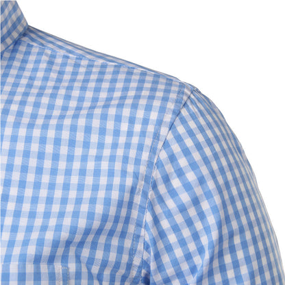 Men's slim fit checked button-down shirt with long sleeves