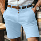 Men's Solid Chino Shorts, Button Front Mid Length Summer Shorts with Belt Loops