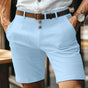 Men's Solid Chino Shorts, Button Front Mid Length Summer Shorts with Belt Loops