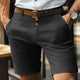 Men's Solid Chino Shorts, Button Front Mid Length Summer Shorts with Belt Loops