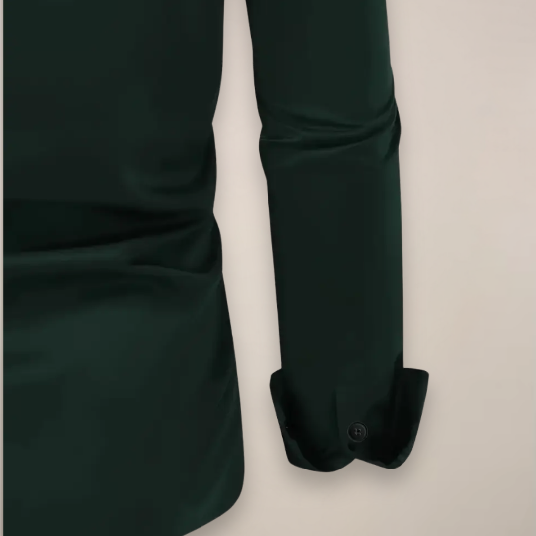 Men's Solid Slim Fit Dress Shirt, Long Sleeve Point Collar Button Down Formal Shirt