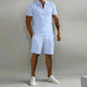 Men's Zip Polo Shirt and Shorts 2-Piece Set, Short Sleeve Quarter-Zip Drawstring Casual Summer