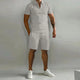 Men's Zip Polo Shirt and Shorts 2-Piece Set, Short Sleeve Quarter-Zip Drawstring Casual Summer