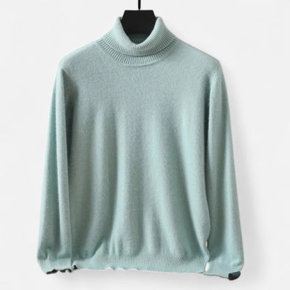 Men's plain roll neck jumper with long sleeves and ribbed trims