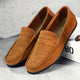 Men's penny loafers with moc toe stitching and slip-on design