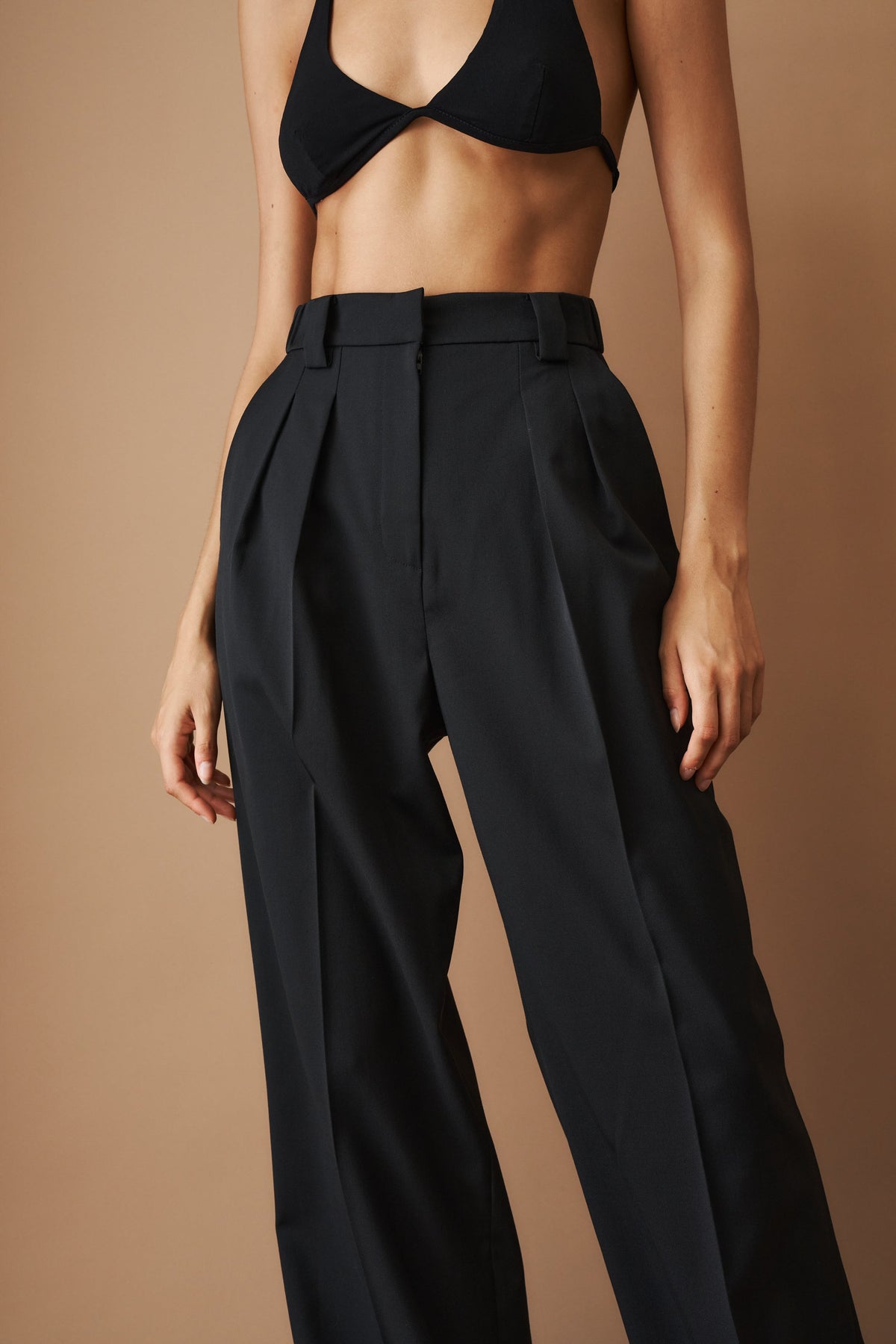 Full-length straight-leg trousers