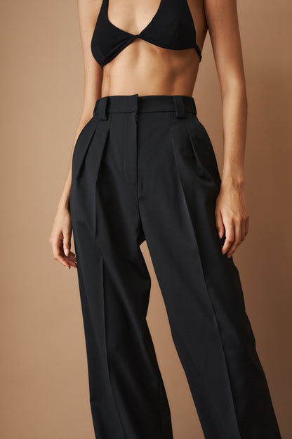 Full-length straight-leg trousers