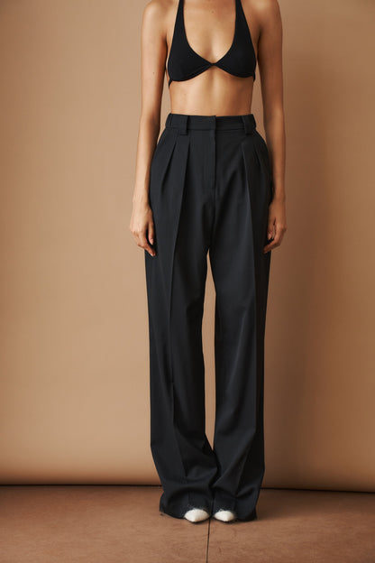 Full-length straight-leg trousers