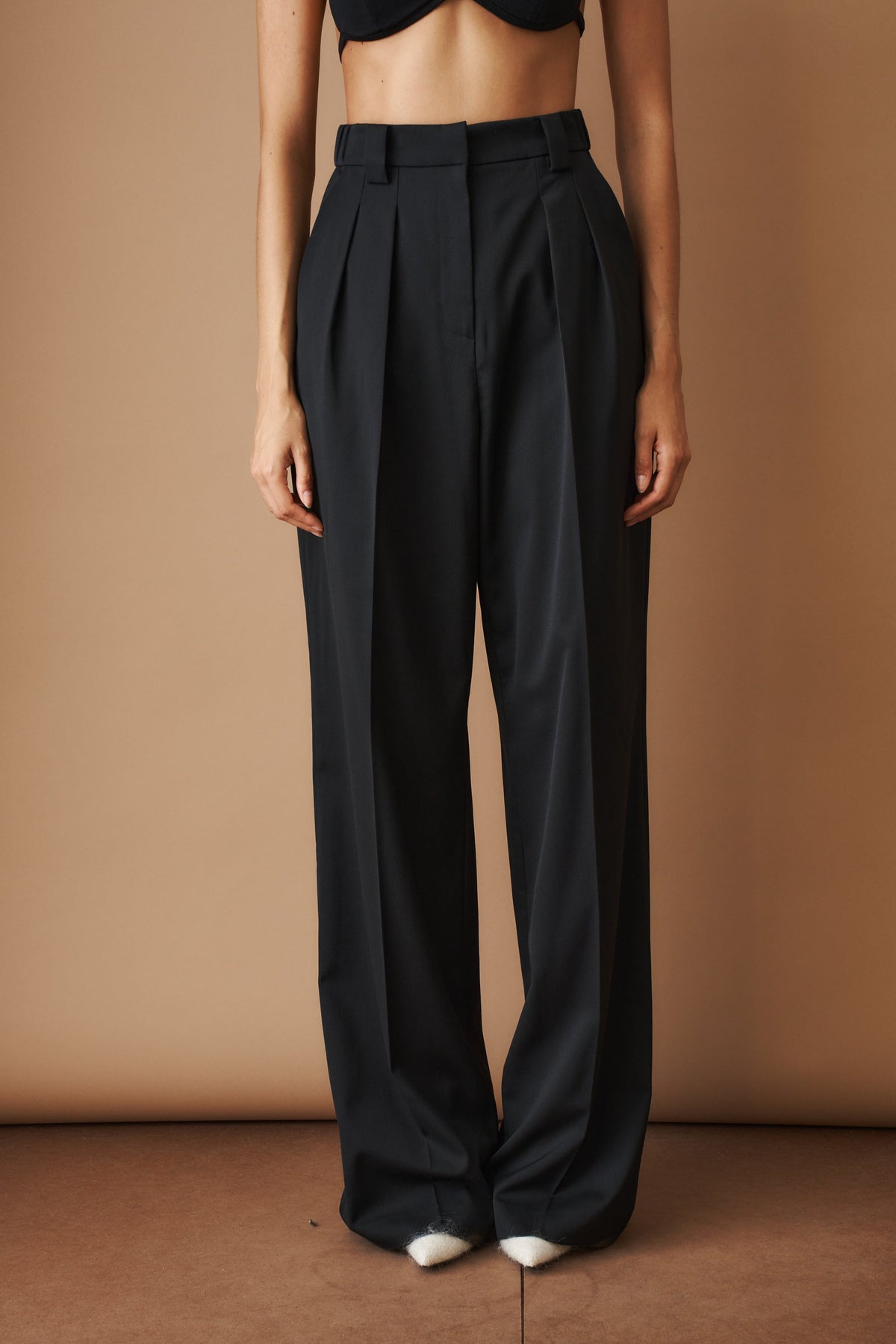 Full-length straight-leg trousers