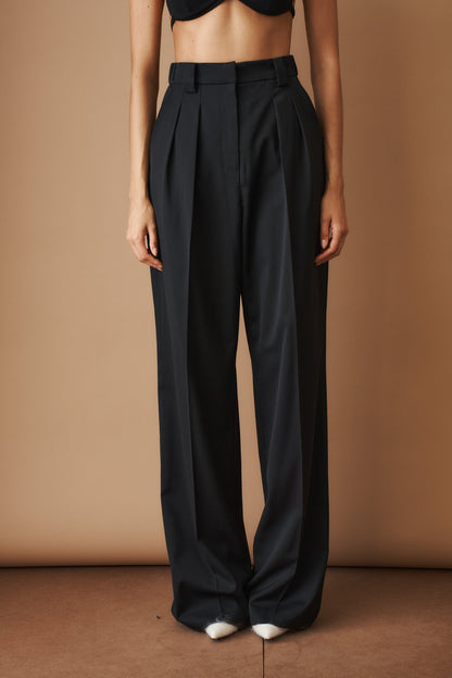 Full-length straight-leg trousers