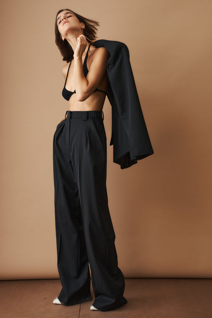 Full-length straight-leg trousers