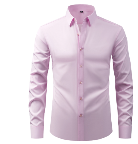 Men's plain long sleeve formal shirt with pointed collar and button front