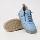 Lace-up ankle sneaker with side zip, shown in tan and pink colorways with padded collar