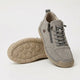 Lace-up ankle sneaker with side zip, shown in tan and pink colorways with padded collar