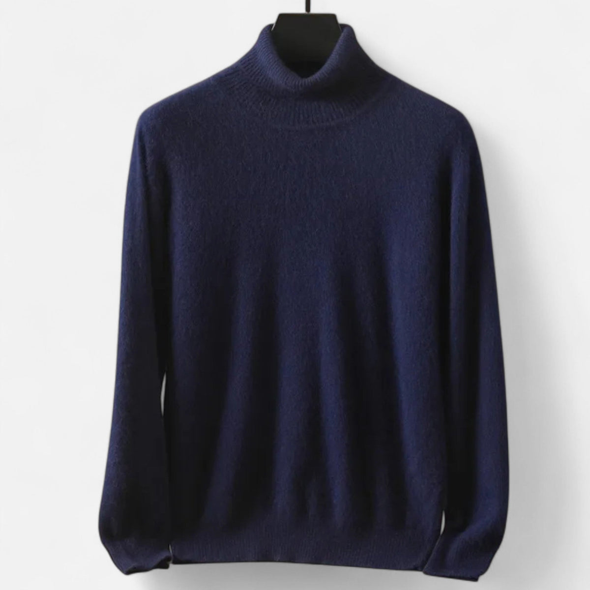 Men's plain roll neck jumper with long sleeves and ribbed trims