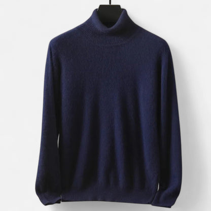 Men's plain roll neck jumper with long sleeves and ribbed trims