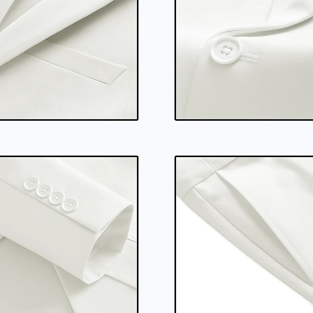 Men's three-piece tuxedo suit with shawl lapel, waistcoat, bow tie and trousers
