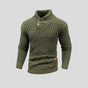 Men's textured knit jumper with high ribbed neck, buttons and long sleeves