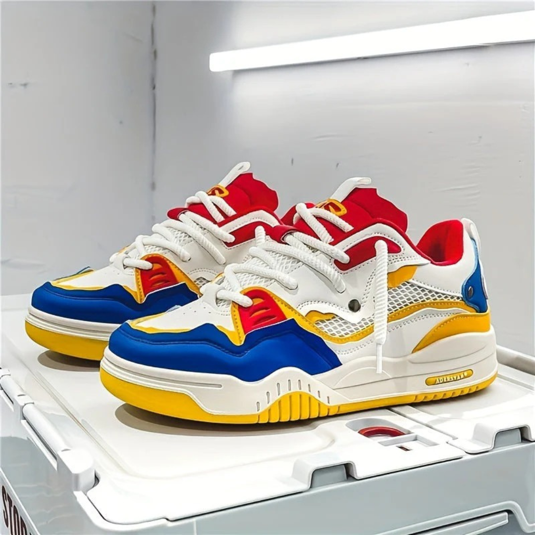 Men's panelled lace-up sneakers with chunky sole and contrast details