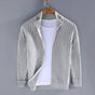 Men's ribbed zip cardigan with stand collar and long sleeves