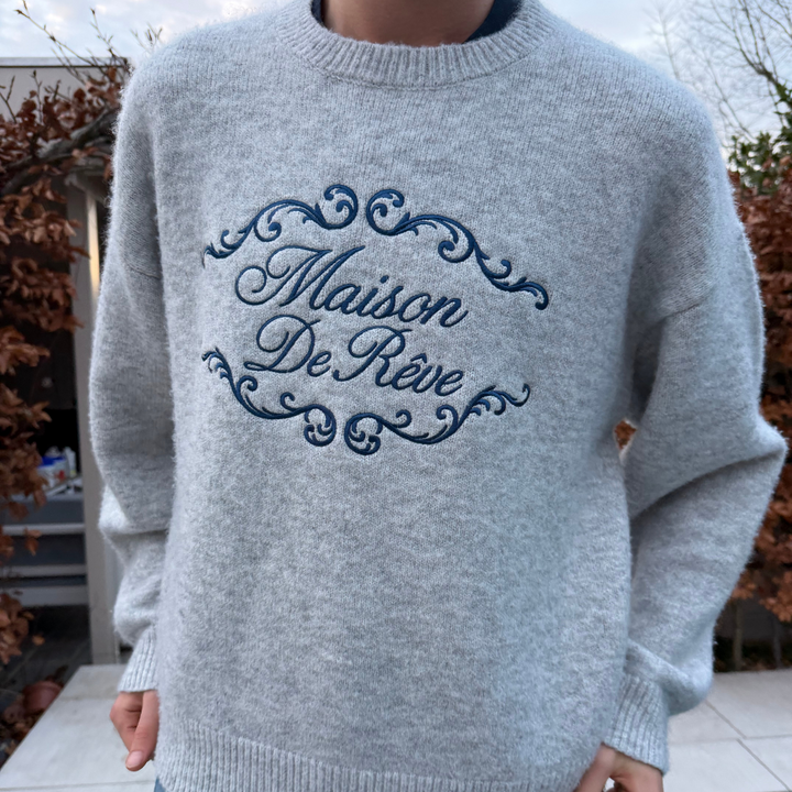 Mohair sweater with crew neckline and long sleeves