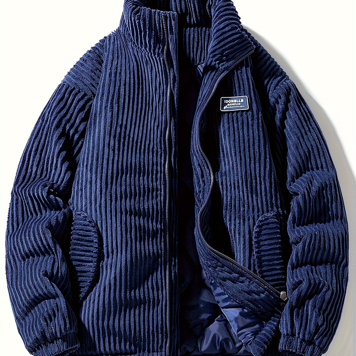 Men's ribbed corduroy jacket with high collar and zipper