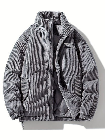 Men's ribbed corduroy jacket with high collar and zipper