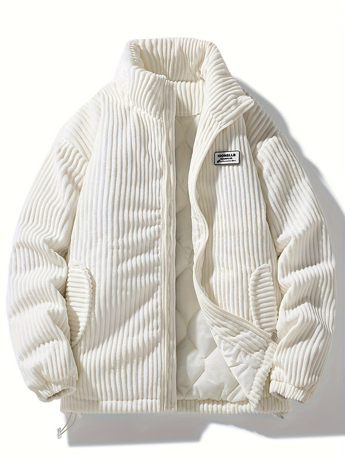 Men's ribbed corduroy jacket with high collar and zipper