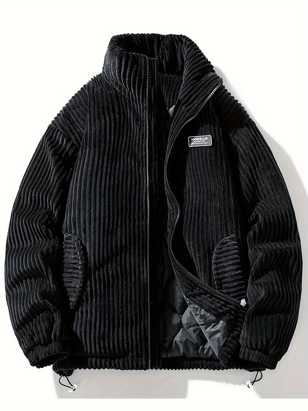 Men's ribbed corduroy jacket with high collar and zipper
