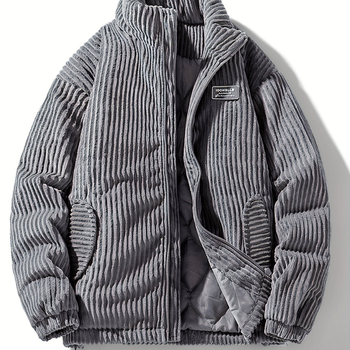 Men's ribbed corduroy jacket with high collar and zipper