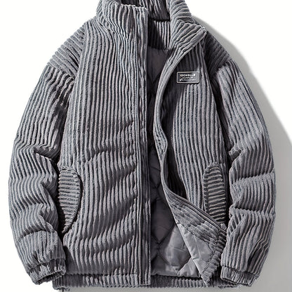 Men's ribbed corduroy jacket with high collar and zipper