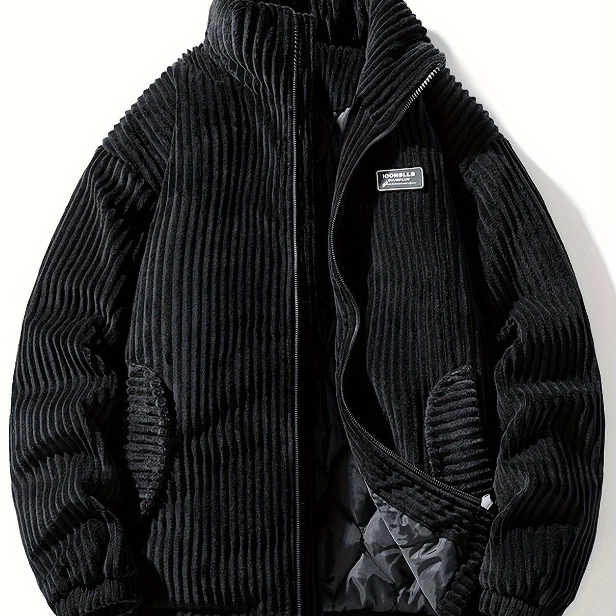 Men's ribbed corduroy jacket with high collar and zipper