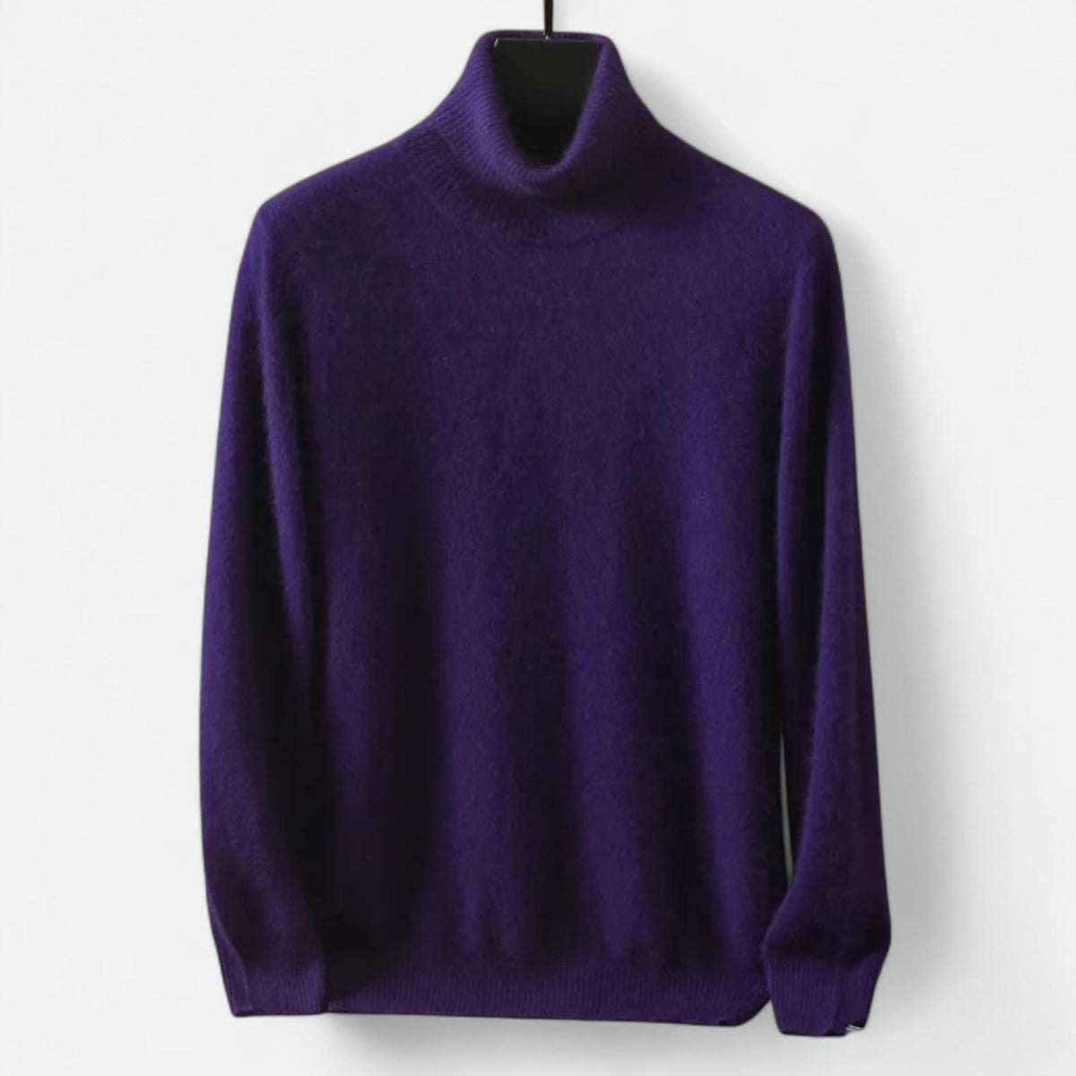 Men's plain roll neck jumper with long sleeves and ribbed trims