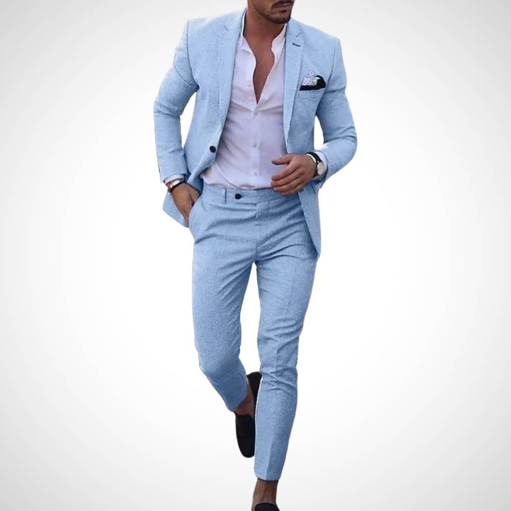 Men's Slim Fit Suit, 2 Piece Tailored Blazer & Trousers for Summer Weddings & Events