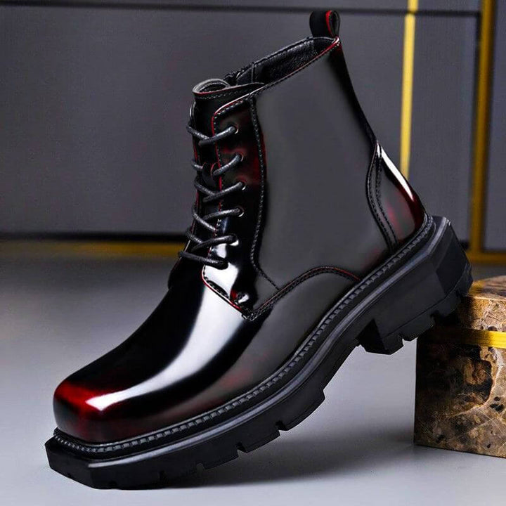 Polished lace-up ankle boots with chunky lug soles