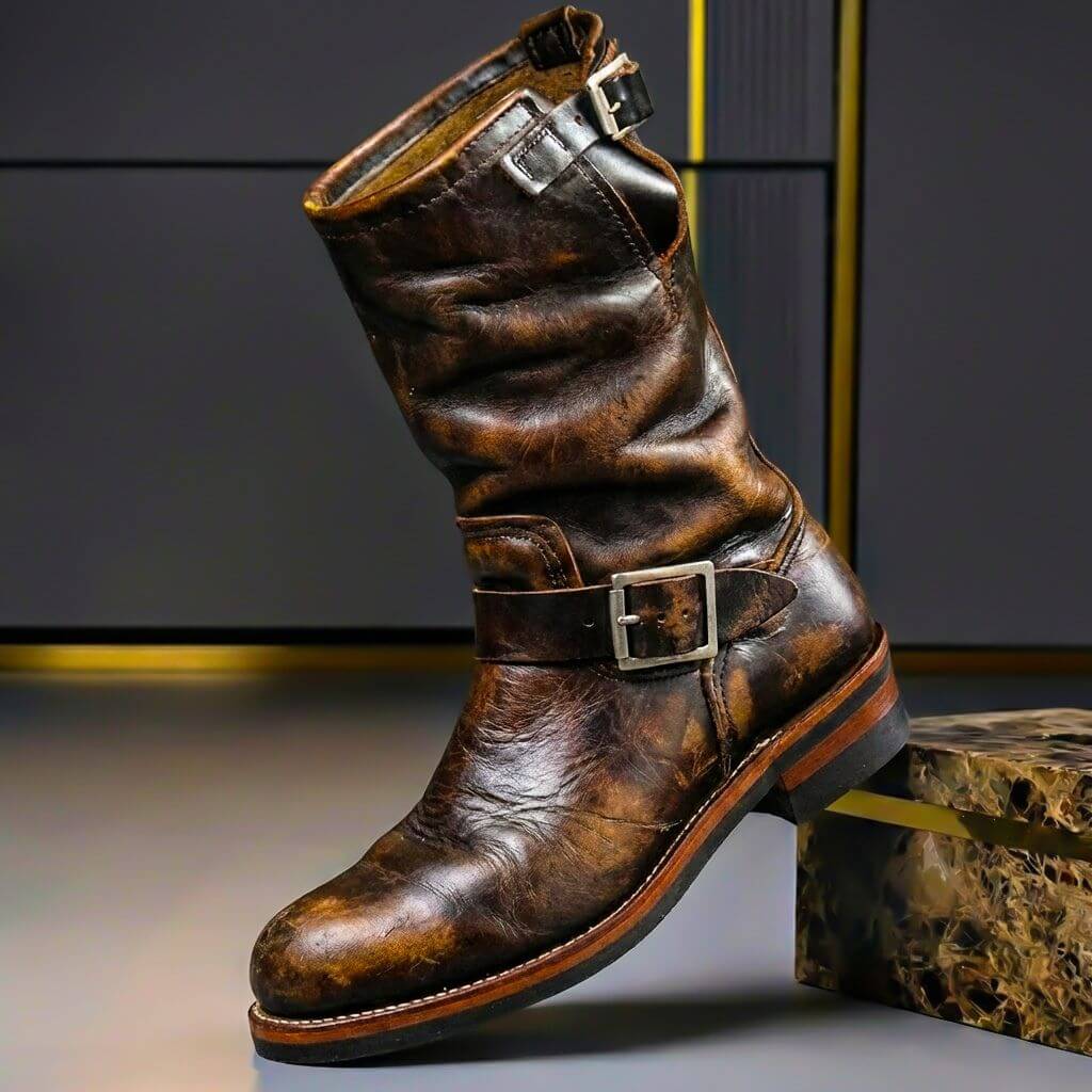 Vintage-style ankle lace-up boots