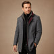 Men's structured trench coat with stand collar, button front and checked trim