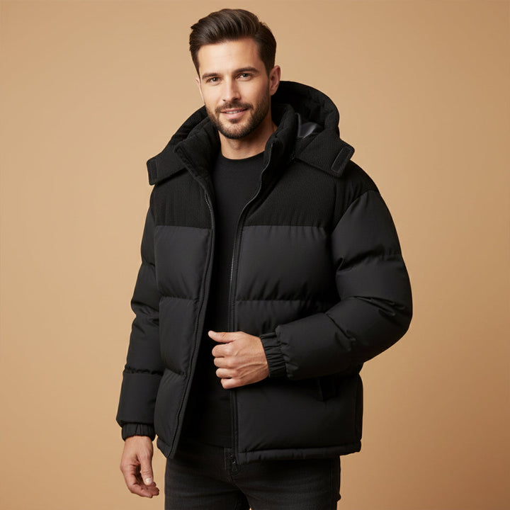 Men's thick hooded puffer jacket