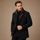 Men's structured trench coat with stand collar, button front and checked trim
